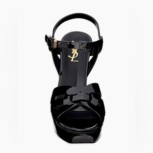 YSL Tribute Platform Sandals in Patent Leather